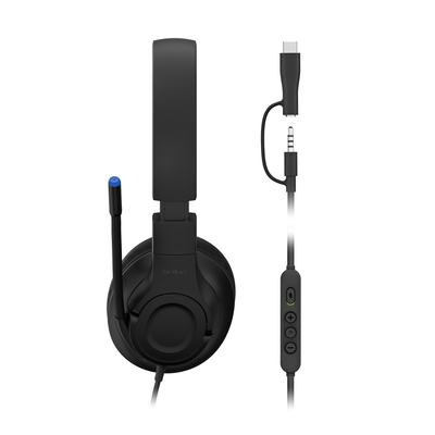 Belkin ENA011HQBK headphones/headset Wired Head-band Gaming Black - Thumbnail 2