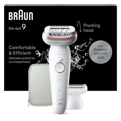 BRAUN Silk-épil 9 SE9-030 Wet & Dry Epilator - Flamingo, White,Pink