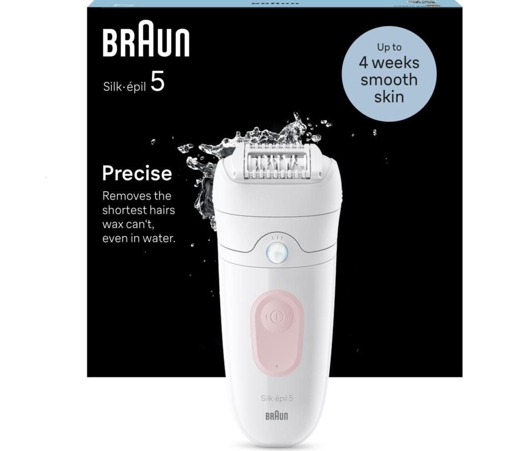 BRAUN Silk-épil 5 5-000 Wet & Dry Epilator - White & Flamingo, White,Pink - Image 1