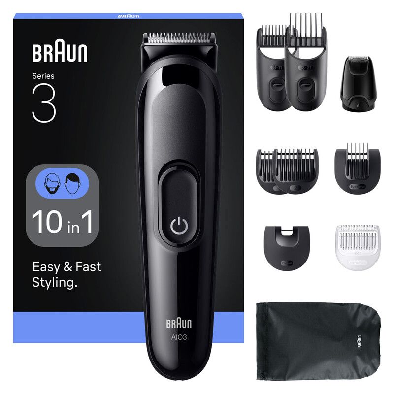 BRAUN Series 3 AIO3560 10-in-1 Trimmer - Black, Black - Image 1