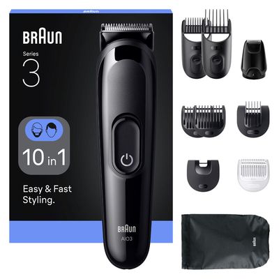 BRAUN Series 3 AIO3560 10-in-1 Trimmer - Black, Black