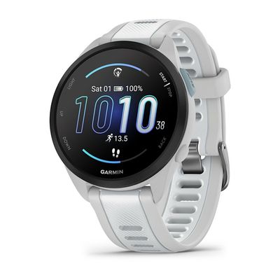 GARMIN Forerunner 165 Music Sports Watch - Mist Grey & Whitestone, 43 mm, White,Silver/Grey