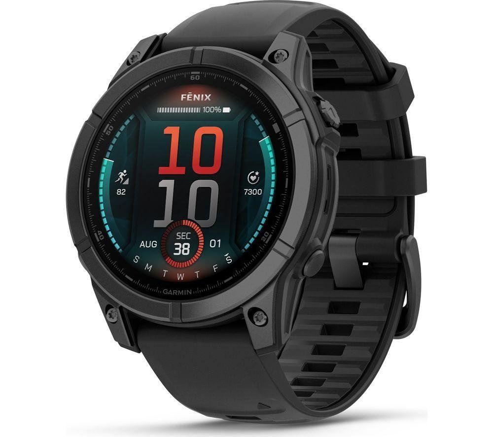 GARMIN fenix E AMOLED Smart Watch - Slate Grey Steel & Black, 47 mm, Black,Silver/Grey - Image 1