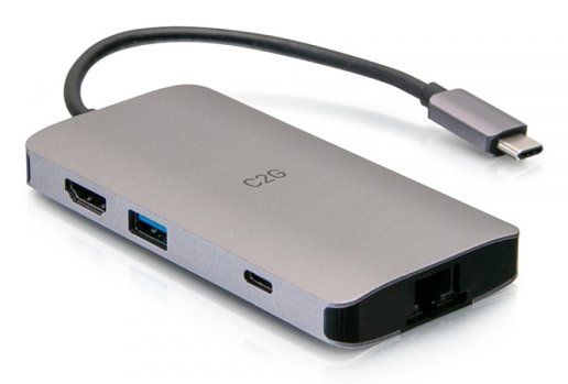 C2G USB-C 8-in-1 Mini Dock with HDMI, 2x USB-A, Ethernet, SD Card Reader, and USB-C Power Delivery up to 100W - 4K 30Hz