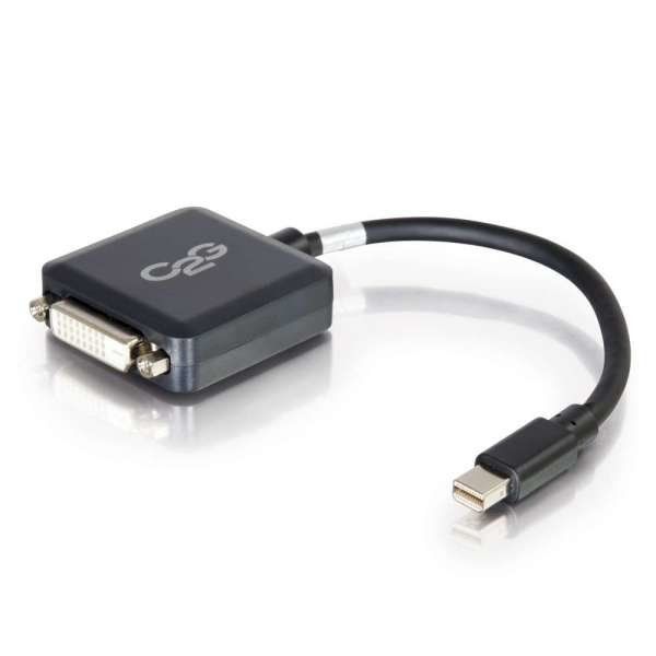 C2G 20cm Mini DisplayPort to DVI Adapter - Thunderbolt to Single Link DVI-D Converter M/F - Black - Image 1