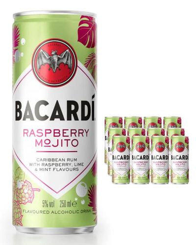 Bacardi Raspberry Mojito Premixed Can Multipack, 12 x 250 ml - Thumbnail 2
