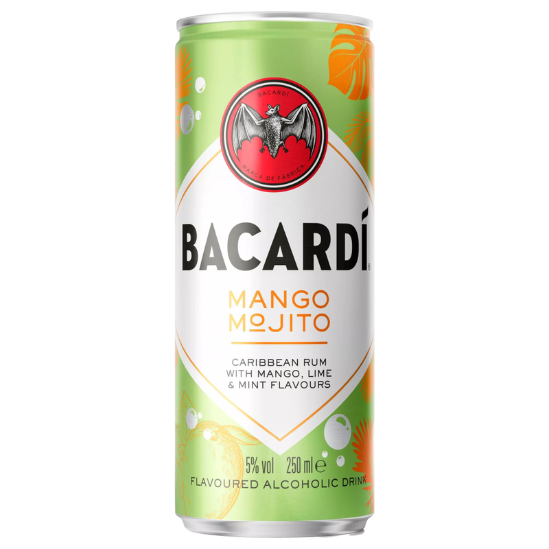 Bacardi Mango Mojito Premixed Can Multipack, 12 x 250 ml - Image 1