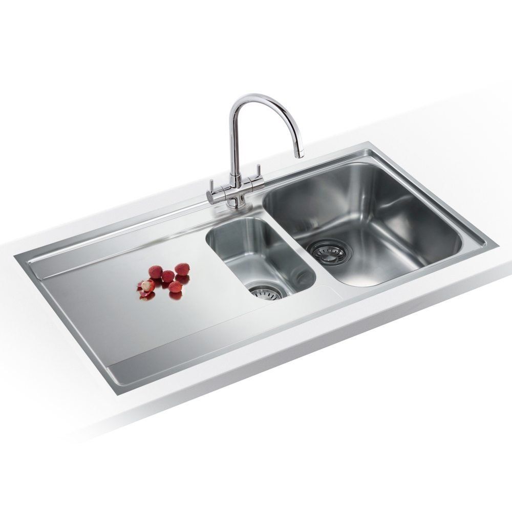 Franke Maris 1.5 Bowl Inset Chrome Stainless Steel Kitchen Sink with Left Hand Drainer - Image 1