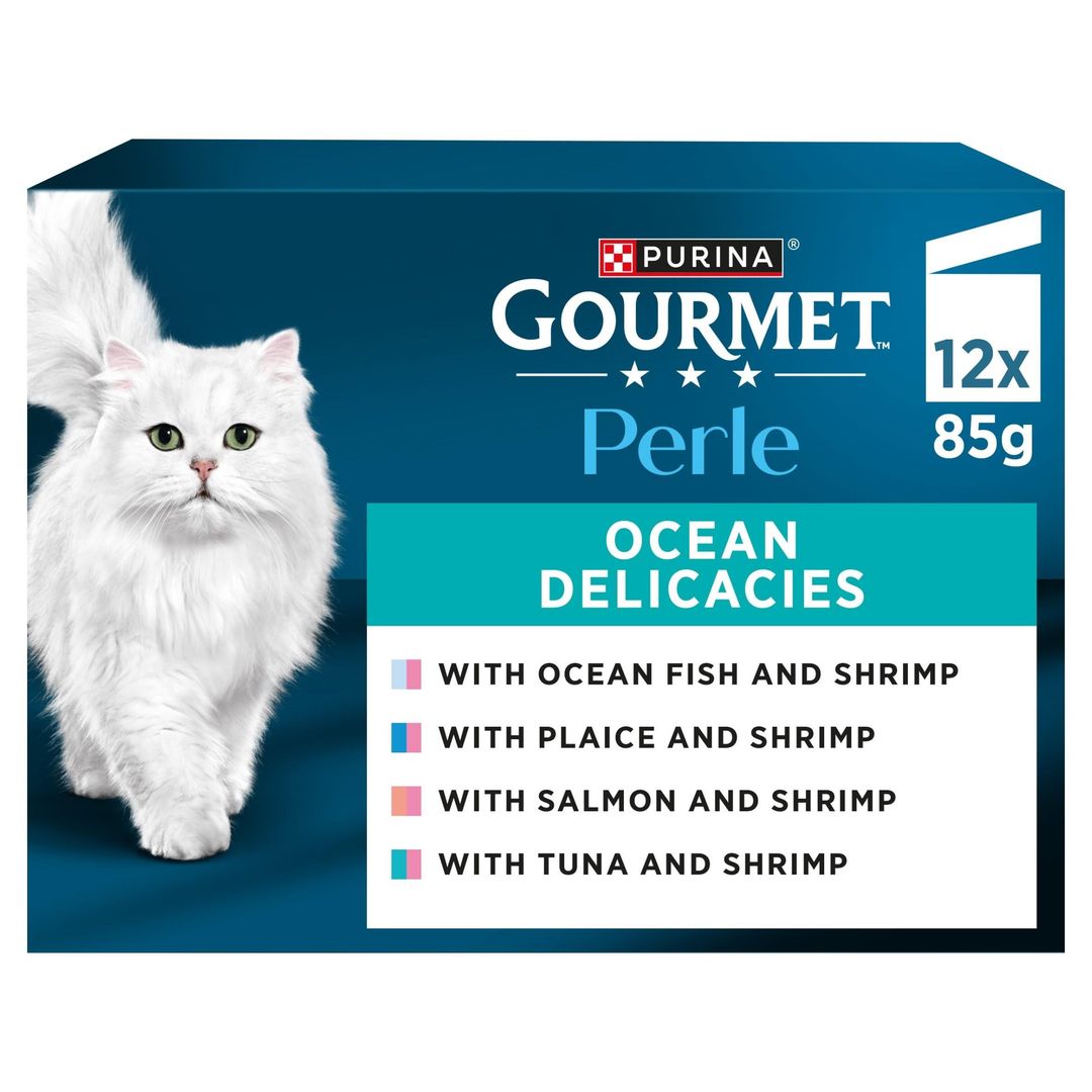 GOURMET Perle Mini Fillets in Gravy Ocean Delicacies Wet Cat Food 12x85g - Image 1