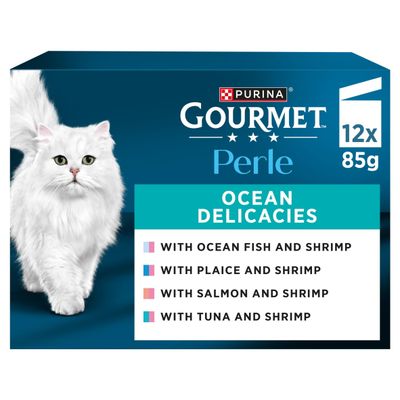 GOURMET Perle Mini Fillets in Gravy Ocean Delicacies Wet Cat Food 12x85g