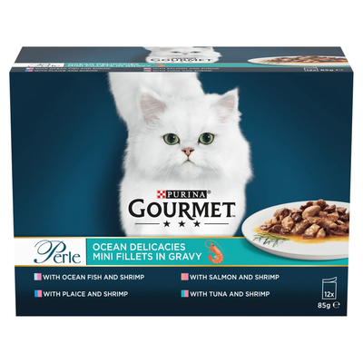 GOURMET Perle Mini Fillets in Gravy Ocean Delicacies Wet Cat Food 12x85g - Thumbnail 2