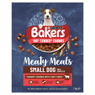 BAKERS Meaty Meals Small Dog Beef Dry Dog Food 1kg - Thumbnail 2
