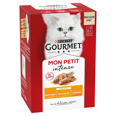 GOURMET Mon Petit Meaty Variety Duck, Chicken, Turkey Wet Cat Food 6x50g
