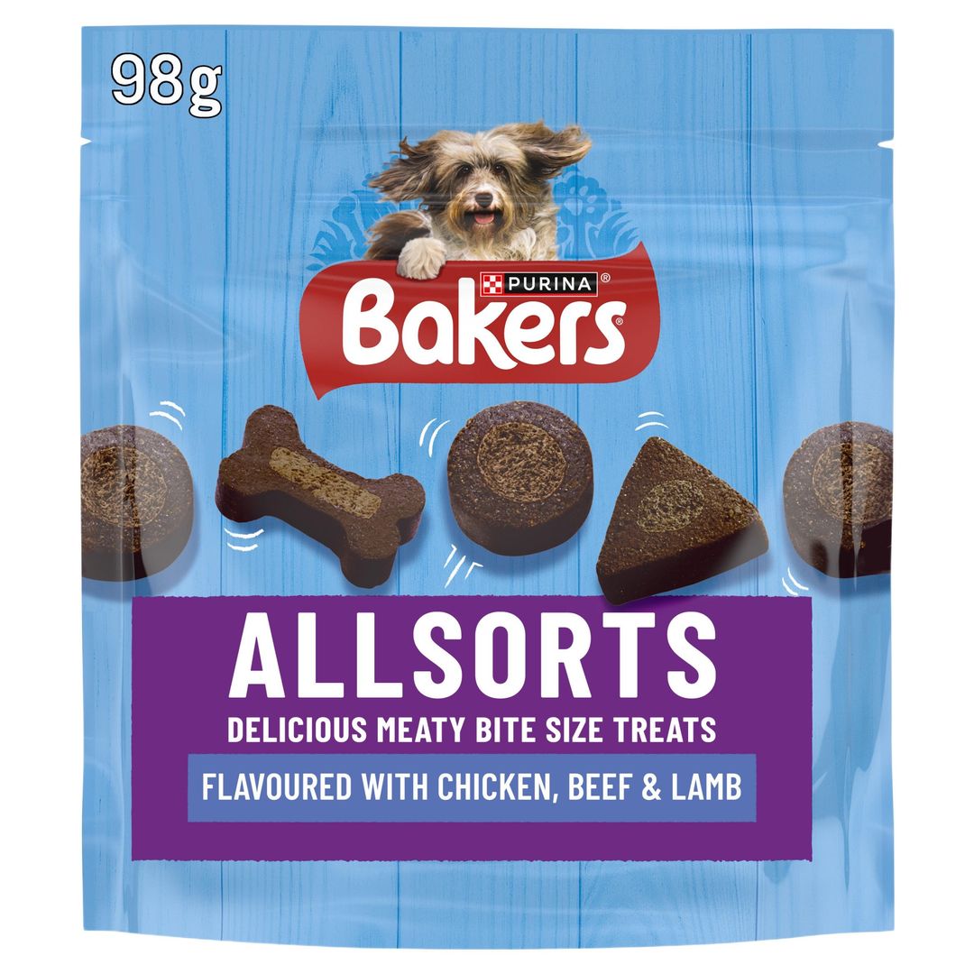 BAKERS Allsorts Chicken, Beef and Lamb Dog Treats 98g - Image 1