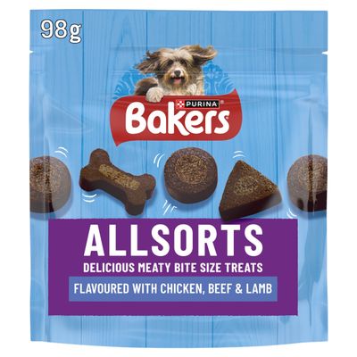 BAKERS Allsorts Chicken, Beef and Lamb Dog Treats 98g