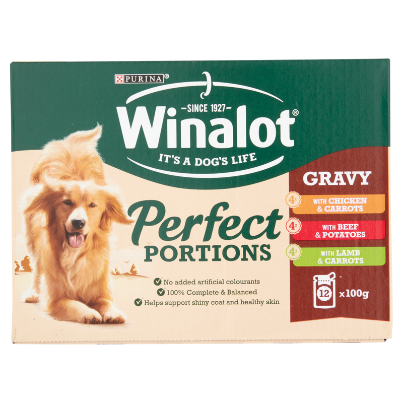 WINALOT Meaty Chunks Mixed in Gravy Wet Dog Food 12x100g - Image 1