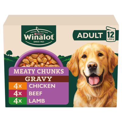 WINALOT Meaty Chunks Mixed in Gravy Wet Dog Food 12x100g - Thumbnail 2