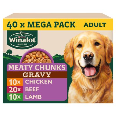 WINALOT Meaty Chunks Mixed in Gravy Wet Dog Food 40x100g - Thumbnail 2