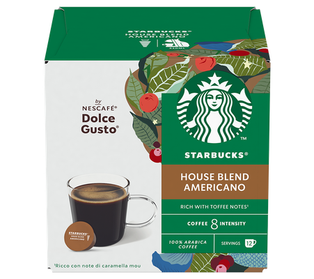 STARBUCKS Dolce Gusto House Blend Americano Coffee Pods - Pack of 12, Brown
