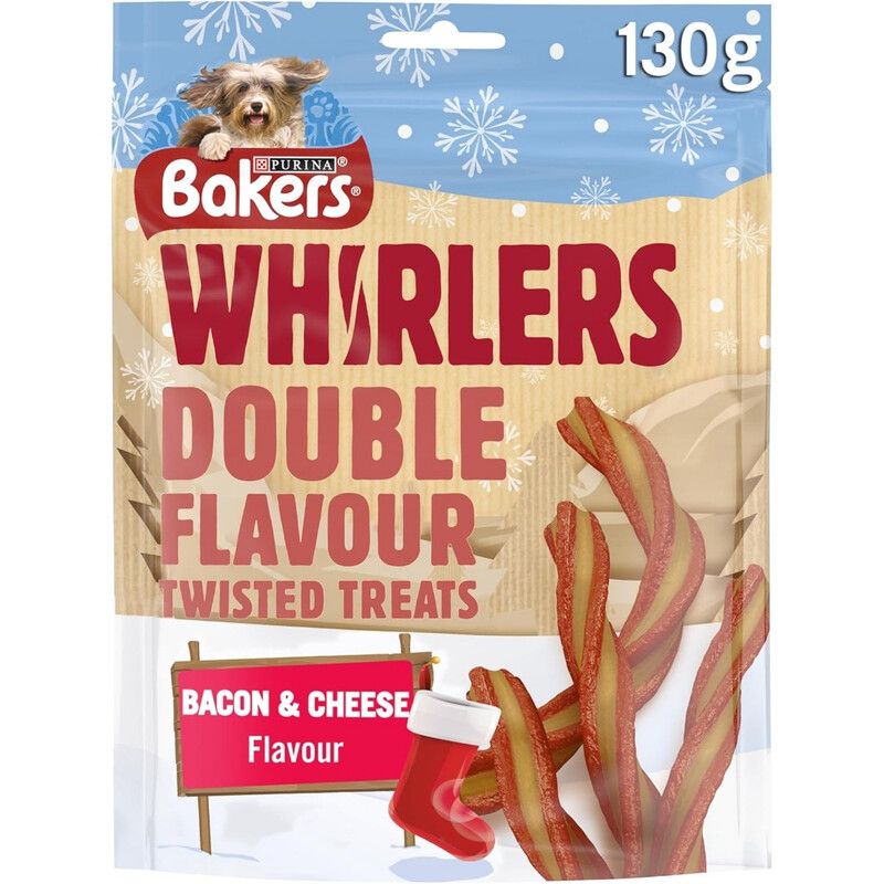 BAKERS Whirlers Bacon and Cheese Dog Treats 130g - Image 1