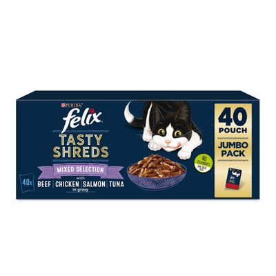 Felix Tasty Shreds Mixed Selection Wet Cat Food in Gravy - 40 - Thumbnail 2