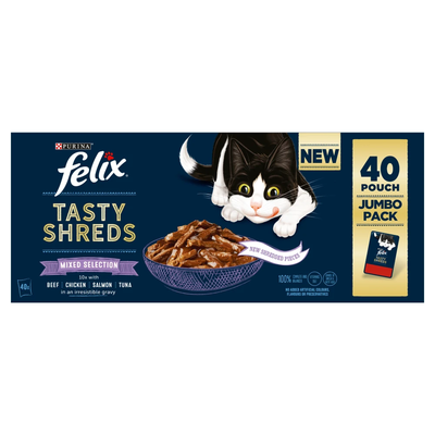 Felix Tasty Shreds Mixed Selection Wet Cat Food in Gravy - 40