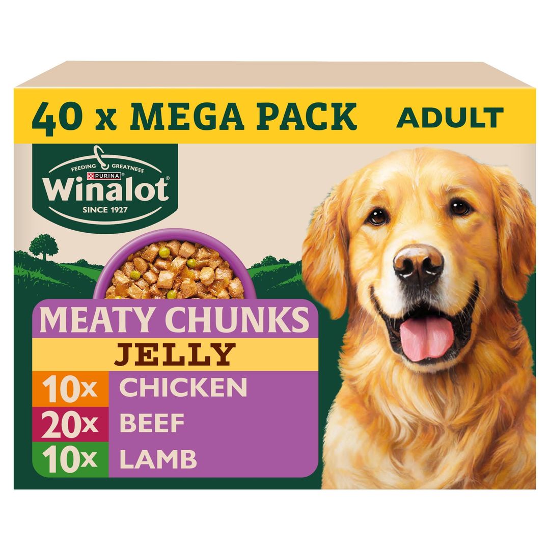 WINALOT Meaty Chunks Mixed in Jelly Wet Dog Food 40x100g - Image 1