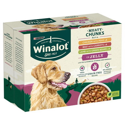 WINALOT Meaty Chunks Mixed in Jelly Wet Dog Food 12x100g - Thumbnail 2