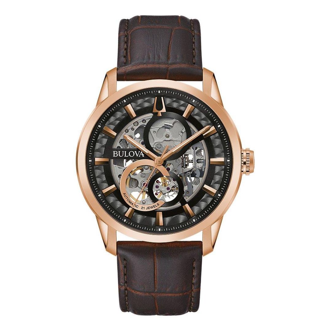 Bulova Sutton Brown Leather Automatic Men's Watch 97A169 - Image 1