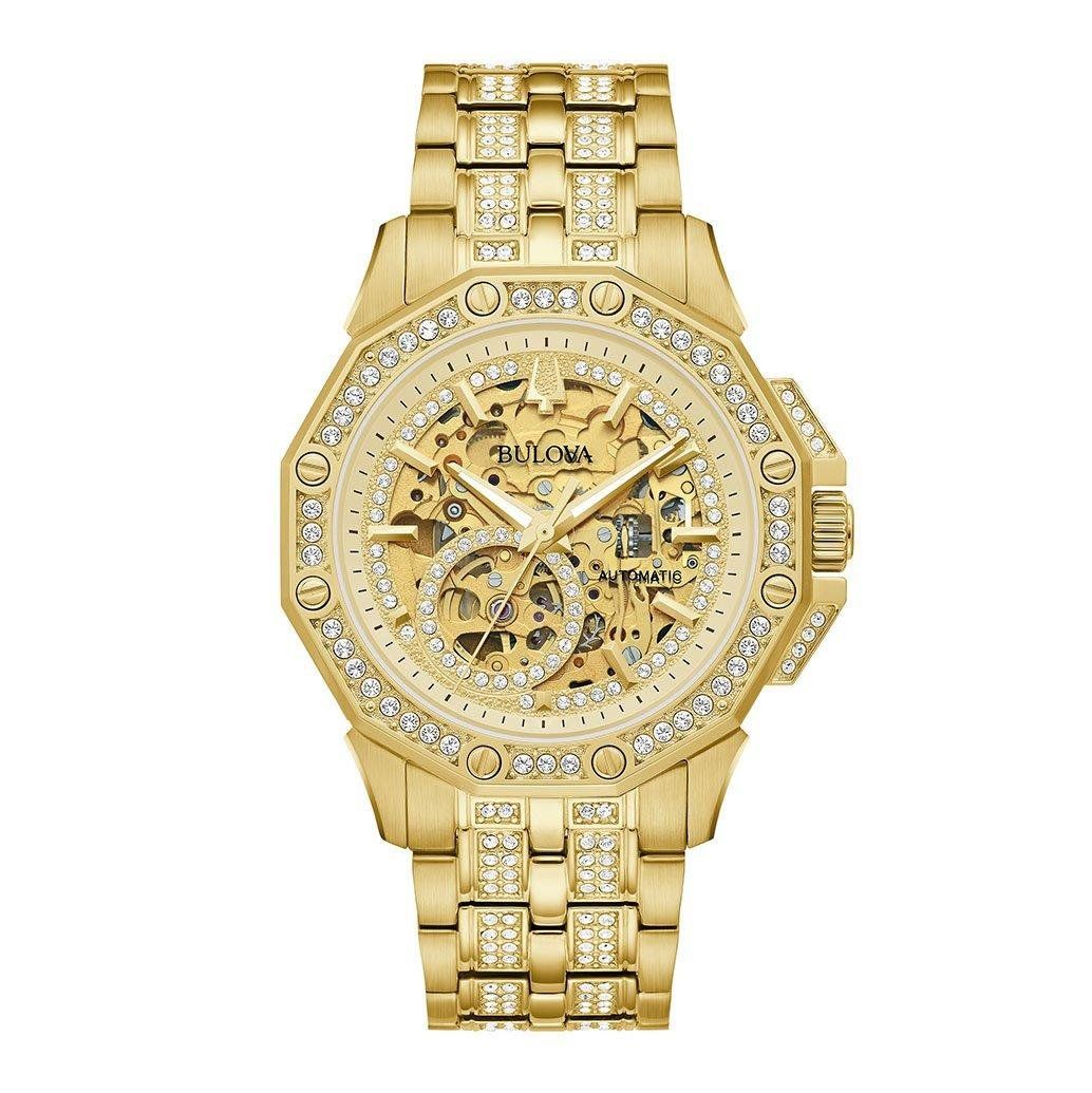 Bulova Octava Gold Tone Crystal Automatic Men's Watch 98A292 - Image 1