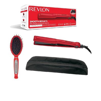 REVLON Ultra Straight and Smooth Styler Set - Red & Black, Red,Black