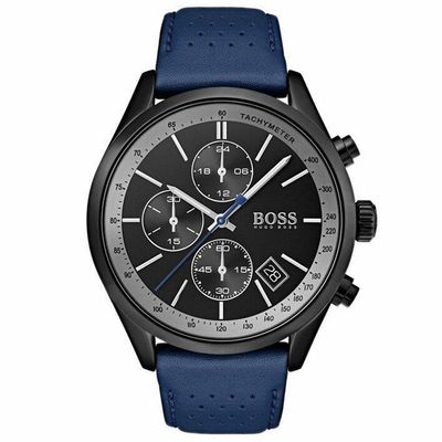 Hugo Boss Grand Prix 1513563 Men's Watch – 44mm Black Dial Leather - Thumbnail 2