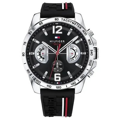 Tommy Hilfiger Decker 1791473 Men's Watch – 46mm Black Dial Silicone