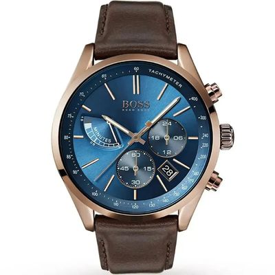 Hugo Boss Grand Prix 1513604 Men's Watch – 44mm Blue Dial Leather - Thumbnail 3