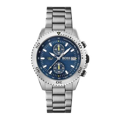BOSS Vela 1513775 Men's Watch – 45mm Blue Dial Stainless Steel