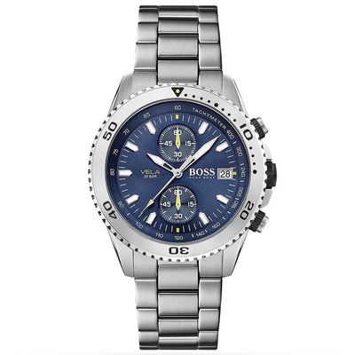 BOSS Vela 1513775 Men's Watch – 45mm Blue Dial Stainless Steel - Thumbnail 2
