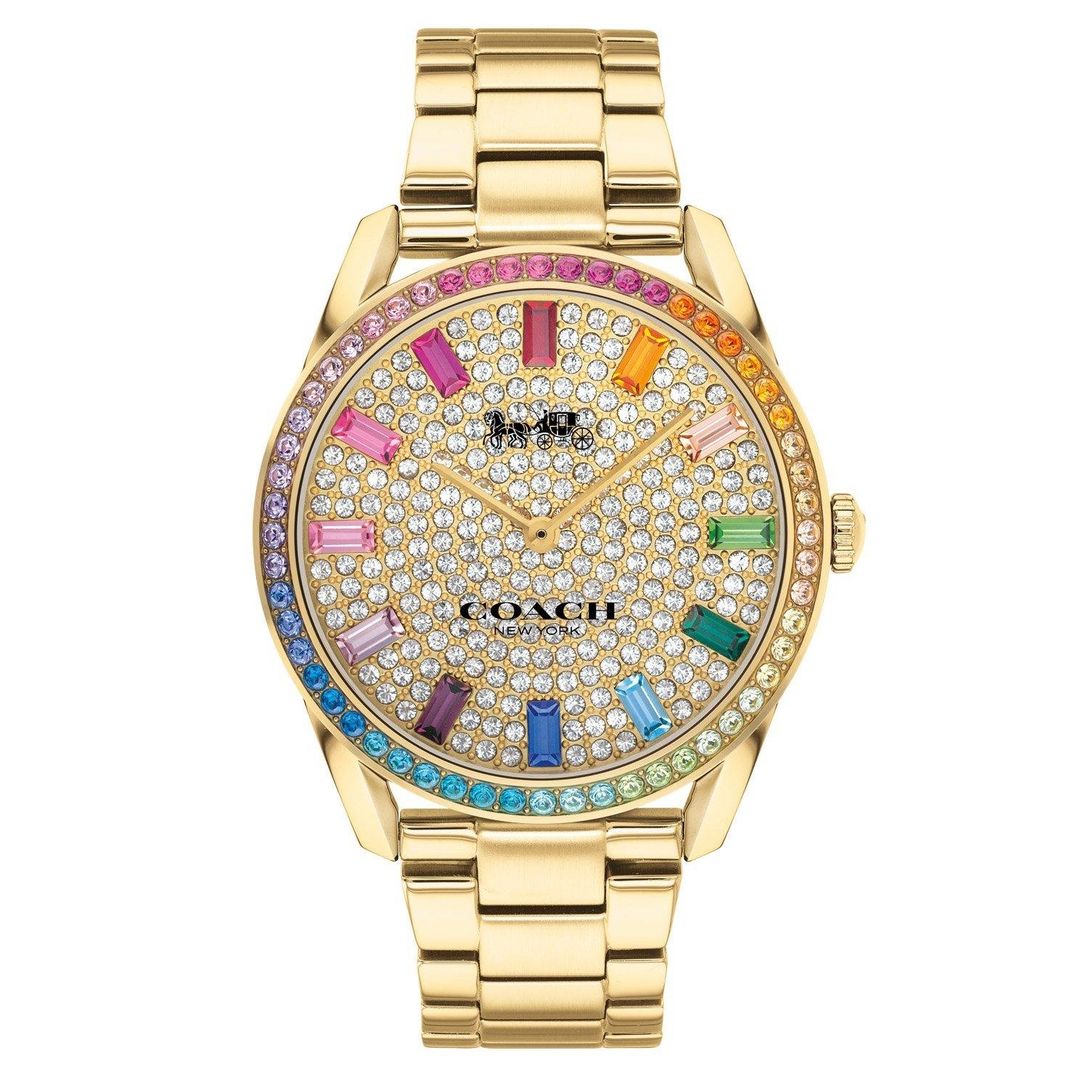 Coach Preston 36mm Yellow Gold Tone Crystal Ladies Watch - Image 1