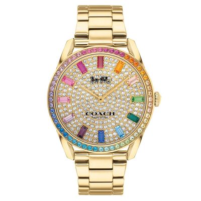 Coach Preston 36mm Yellow Gold Tone Crystal Ladies Watch