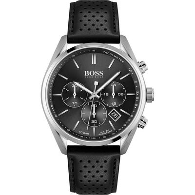 Hugo Boss Champion 1513816 Men's Watch – 44mm Black Dial Leather - Thumbnail 2