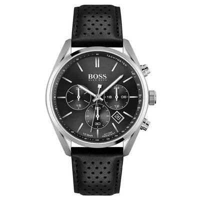 Hugo Boss Champion 1513816 Men's Watch – 44mm Black Dial Leather - Thumbnail 3