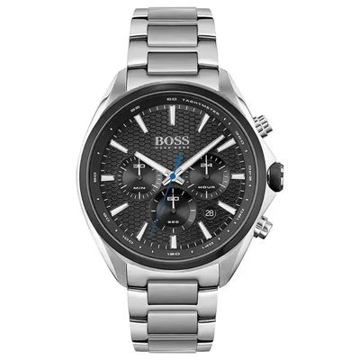 Hugo Boss Distinct 1513857 Men's Chronograph Watch – 46mm Black Dial Silver Steel Bracelet