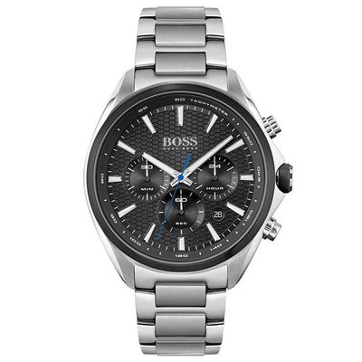 Hugo Boss Distinct 1513857 Men's Chronograph Watch – 46mm Black Dial Silver Steel Bracelet - Thumbnail 2