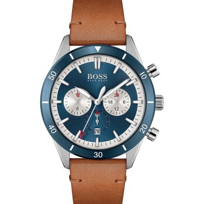 Hugo Boss Santiago 1513860 Men's Watch – 44mm Blue Dial Leather - Thumbnail 2