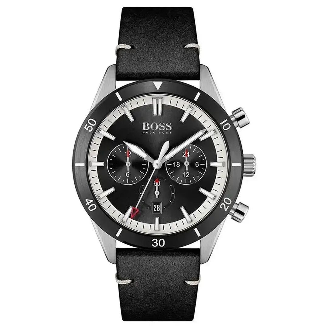 Hugo Boss Santiago 1513864 Men's Watch – 44mm Black Dial Leather - Image 1