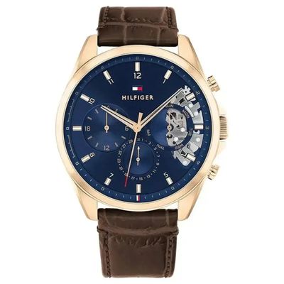 Tommy Hilfiger Baker 1710453 Men's Watch – 43.5mm Navy Dial Leather