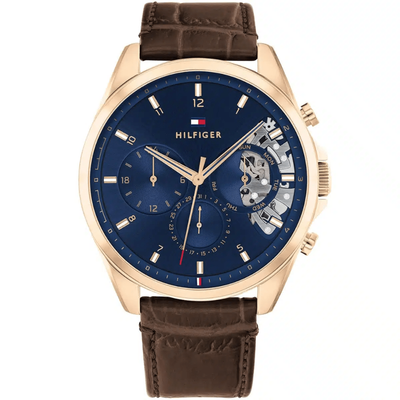 Tommy Hilfiger Baker 1710453 Men's Watch – 43.5mm Navy Dial Leather - Thumbnail 2