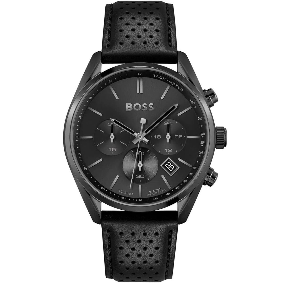 BOSS Champion 1513880 Men's Watch – 44mm Black Dial Leather - Image 1