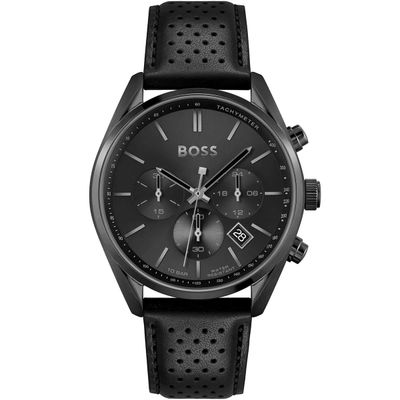 BOSS Champion 1513880 Men's Watch – 44mm Black Dial Leather - Thumbnail 3
