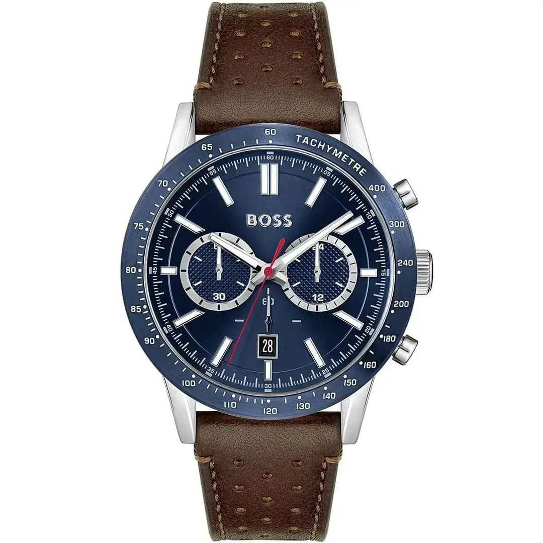 Hugo Boss Allure 1513921 Men's Watch – 44mm Blue Dial Leather - Image 1