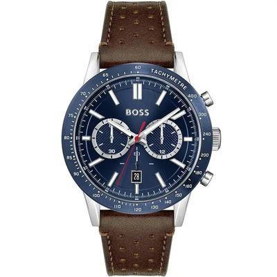 Hugo Boss Allure 1513921 Men's Watch – 44mm Blue Dial Leather - Thumbnail 3